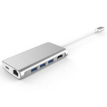 LMP USB-C mini Dock 8-Port silber (mit power delivery!) 