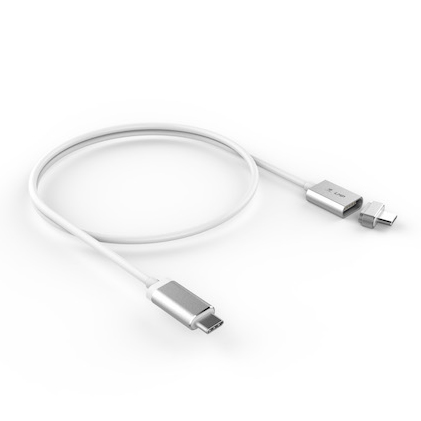 LMP Magnetic Safety Ladekabel 3.0m USB-C (f) zu USB-C (m) silber 