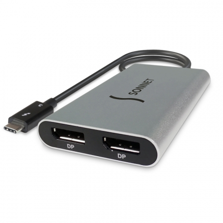 SONNET Thunderbolt 3 auf Dual DisplayPort Adapter, silber, (für 4K Displays) 