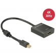 Delock Adapter mini DisplayPort 1.2 Stecker > HDMI Buchse 4K Aktiv schwarz 
